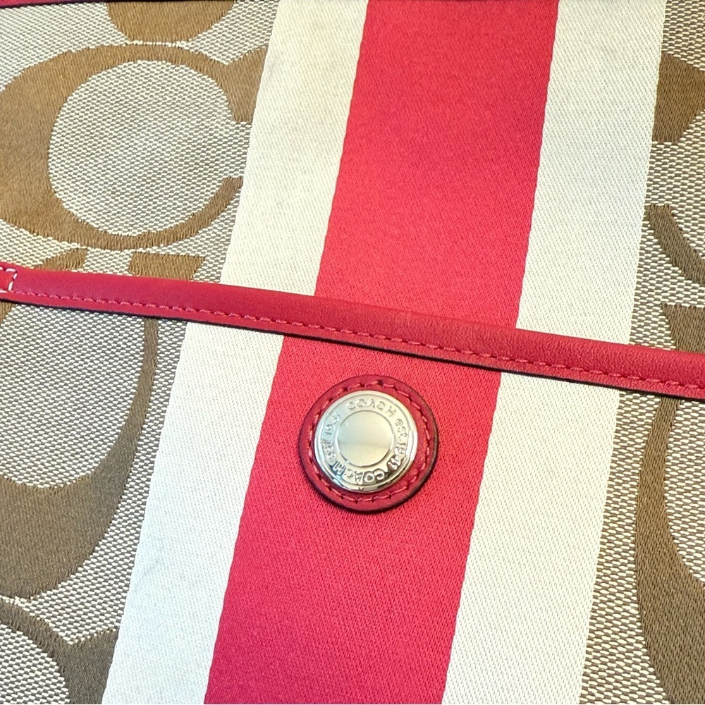 Vintage Y2K Coach Hamptons Signature Stripe Tote Pink Leather Style 10055 - Picture 16 of 17